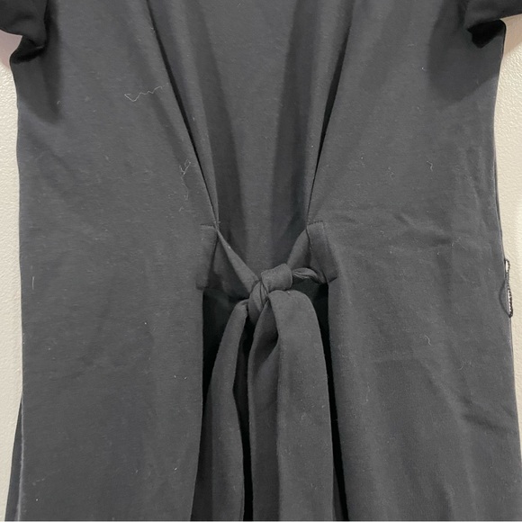 Vince Tie Waist Black Cotton T-Shirt Dress Sz M - Picture 3 of 9